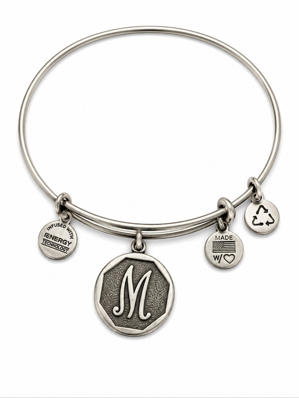 3/$30 ALEX & ANI 2013 Initial M Sliding Charm Bangle Bracelet